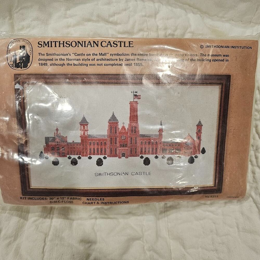 Smithsonian Institute Castle on Mall Cross Stitch Kit 20x12 Floss WIP